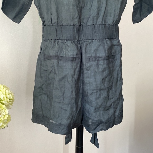 Host Pick 💙 Banana Republic Women’s Ramie romper green slate size 4 Petite - Picture 7 of 9